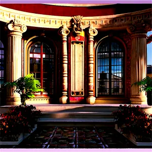 Elegant Mansion Courtyard PNG Qjc