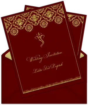 Elegant Maroon Wedding Invitation Design PNG image