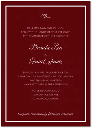Elegant Maroon Wedding Invitation PNG image