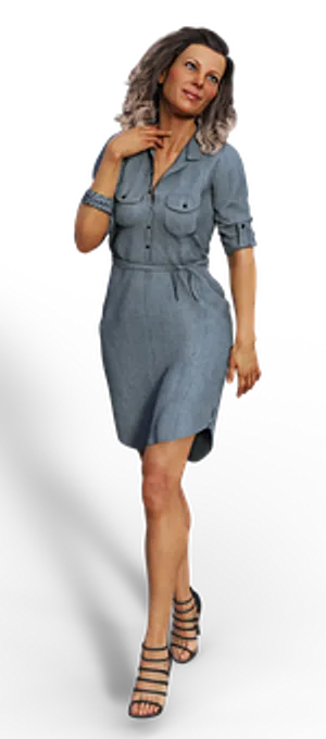 Elegant Mature Womanin Denim Dress