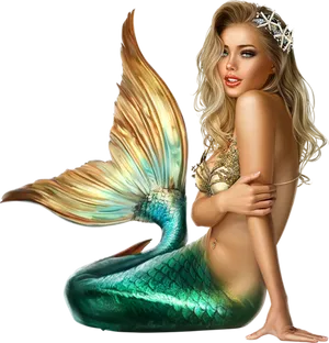 Elegant Mermaid Queen PNG image