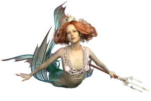 Elegant Mermaid Queen PNG image