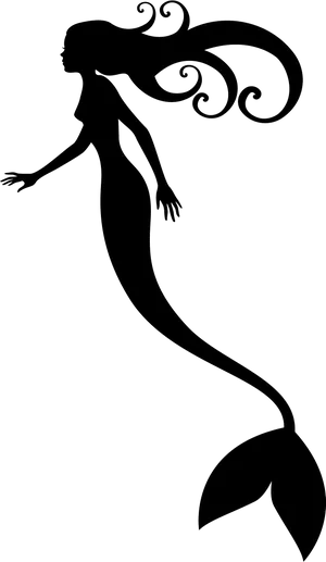 Elegant Mermaid Silhouette Clipart PNG
