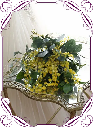 Elegant Mimosa Bouqueton Mirror PNG image
