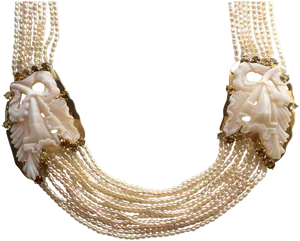 Elegant Pearl Carved Cameo Necklace