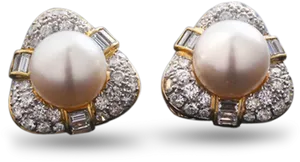 Elegant Pearl Diamond Earrings PNG image