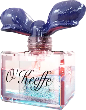 Elegant Perfume Bottlewith Blue Bow PNG image