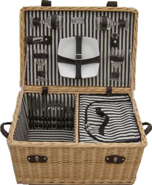 Elegant Picnic Basket Setup PNG image
