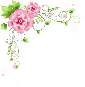 Elegant Pink Floral Designon Black PNG image
