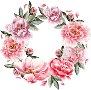 Elegant Pink Peony Wreath PNG image