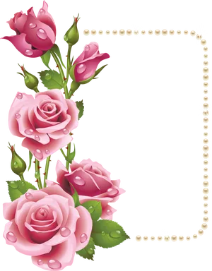 Elegant Pink Rose Frame PNG image