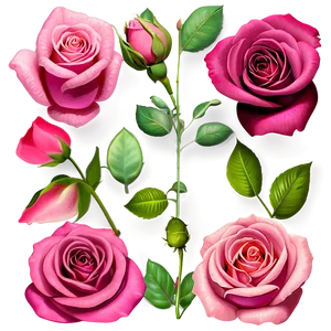 Elegant Pink Rose PNG 2