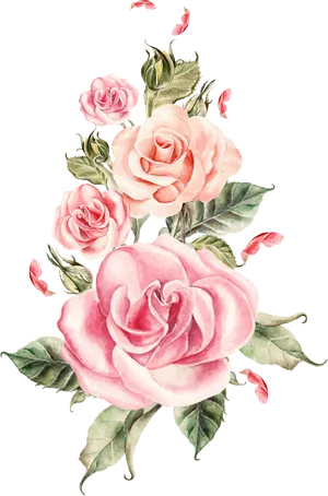 Elegant_ Pink_ Roses_ Artwork PNG image