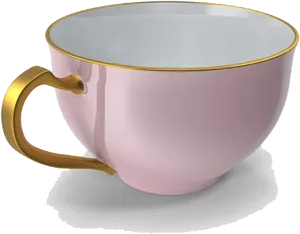 Elegant Pink Tea Cupwith Gold Trim PNG image