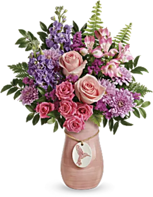 Elegant Pinkand Purple Floral Arrangement PNG image