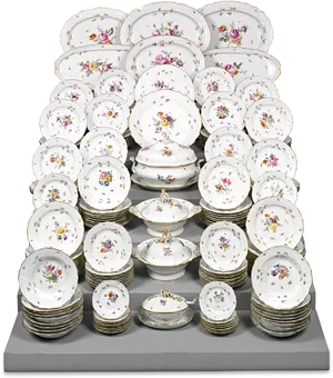 Elegant Porcelain Dinnerware Set PNG image