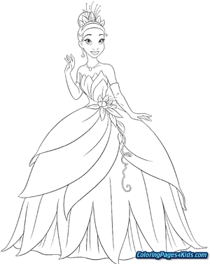 Elegant Princess Coloring Page PNG image