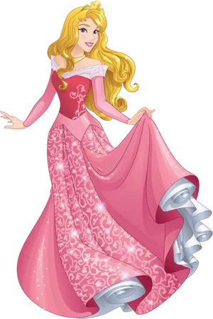 Elegant Princessin Pink Gown PNG image