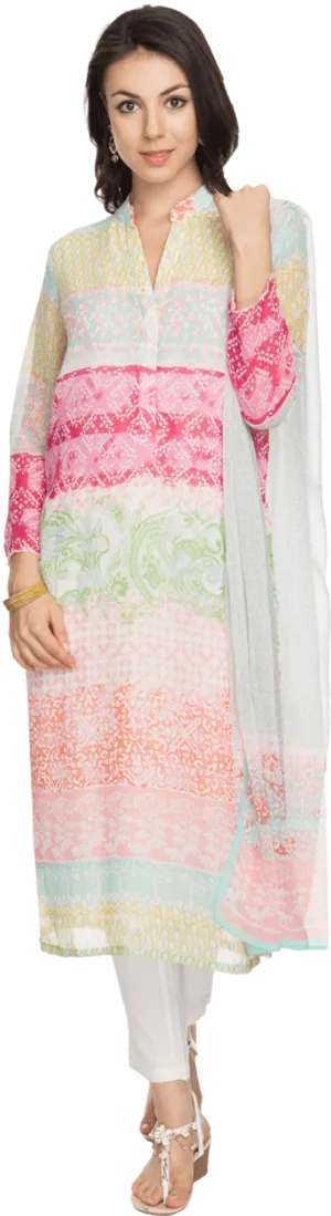 Elegant Printed Salwar Suit Model PNG image