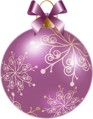 Elegant Purple Christmas Ballwith Golden Design PNG image