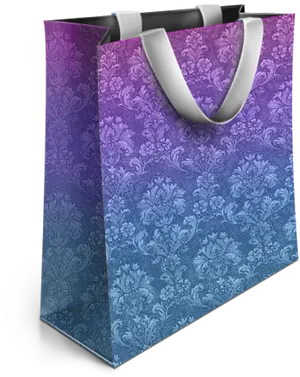 Elegant Purple Floral Shopping Bag PNG