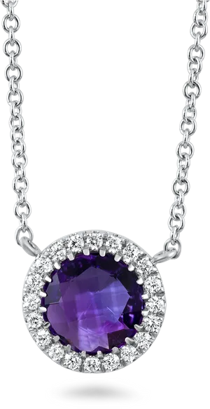 Elegant Purple Gemstone Diamond Necklace PNG image