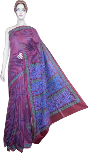 Elegant Purple Silk Saree PNG image