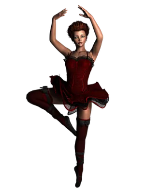 Elegant Red Ballet Dancer3 D