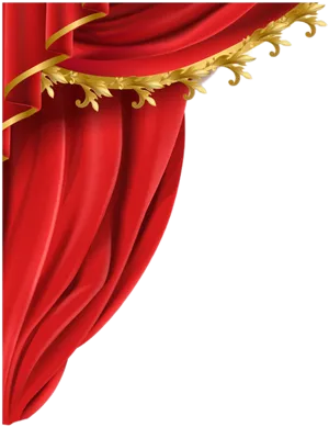Elegant Red Curtainwith Gold Tassels PNG image