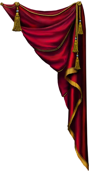 Elegant Red Curtainwith Gold Trim PNG image