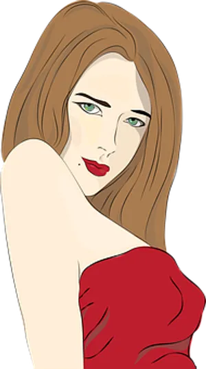 Elegant Red Dress Woman Illustration