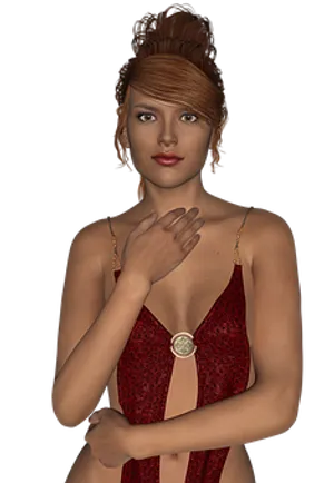 Elegant Red Dress Woman Portrait