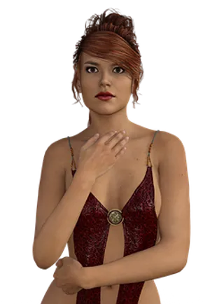 Elegant Red Dress Woman3 D Render