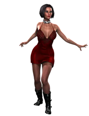 Elegant Red Dress3 D Model