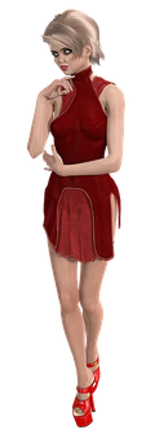 Elegant Red Dress3 D Model