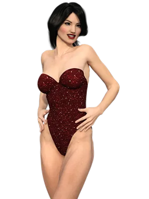 Elegant Red Dress3 D Model