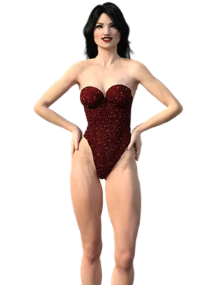 Elegant Red Dress3 D Model