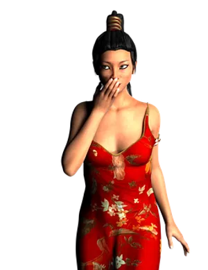 Elegant Red Dress3 D Model