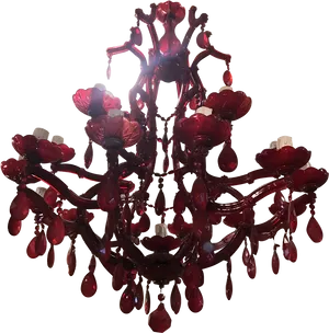 Elegant Red Glass Chandelier PNG image