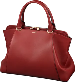 Elegant Red Leather Handbag PNG image