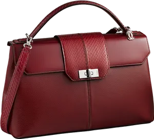 Elegant Red Leather Handbag PNG image