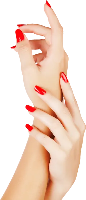 Elegant Red Manicureon Hands
