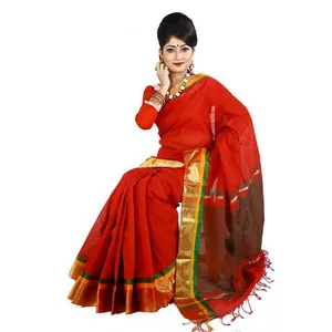 Elegant Red Saree Model PNG image