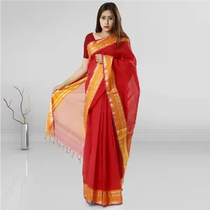 Elegant Red Saree Model Pose PNG image