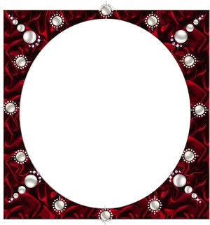 Elegant Red Silk Pearl Photo Frame PNG image