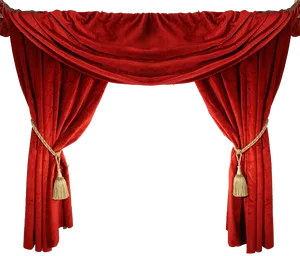 Elegant Red Theater Curtains PNG image