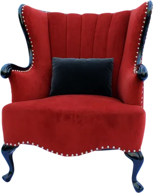 Elegant Red Velvet Club Chair PNG image