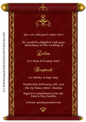 Elegant Red Wedding Invitation Template