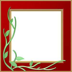 Elegant Redand Gold Framewith Green Vines PNG image
