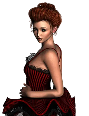 Elegant_ Redhead_3 D_ Character PNG